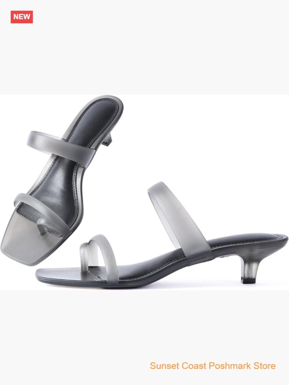 Clear Jelly Kitten Heel Sandals Strappy Thong Flip Flops Waterproof Pool Beach